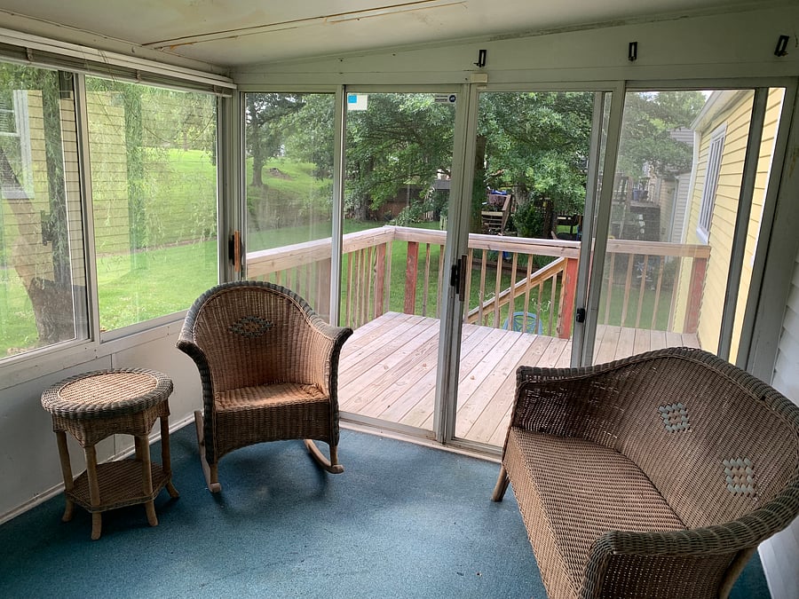 Enclosed deck in back yard