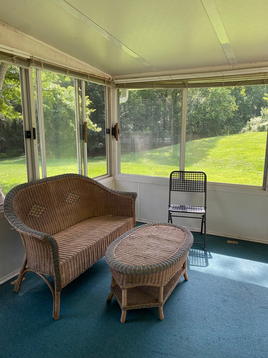 Enclosed deck in backyard