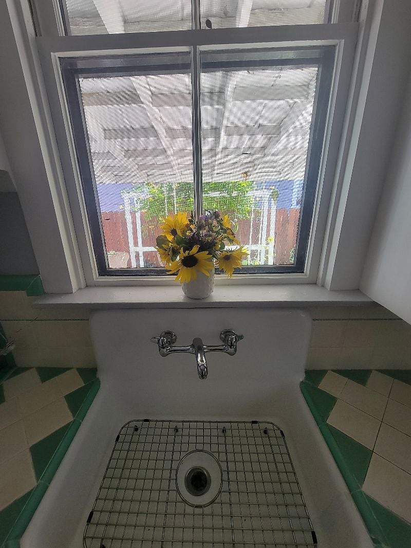 View of the patio from the kitchen sink.