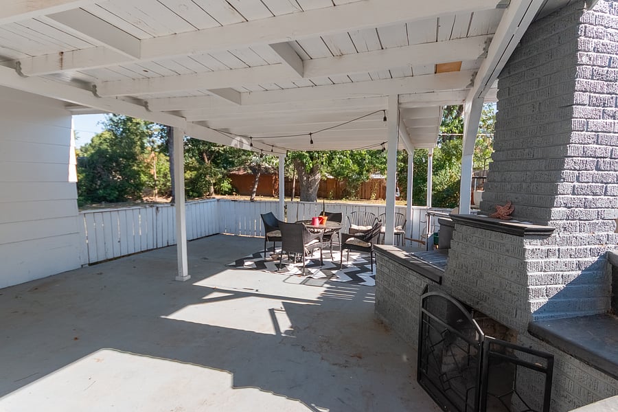 Covered Patio and Fireplace