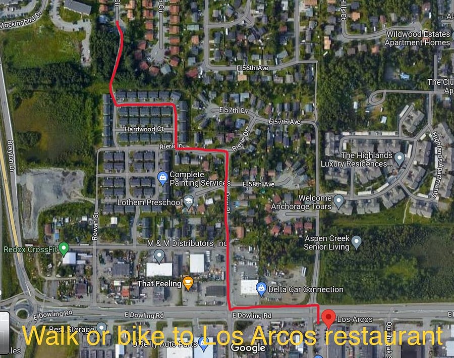 Los Arcos mexican restaurant walking or biking distance.