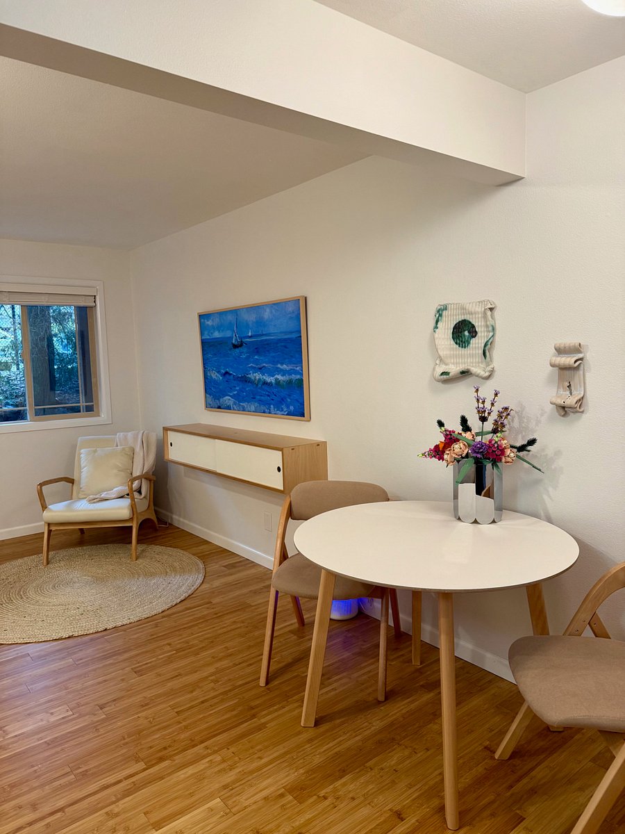 Dining Table & Living Room with 50" Samsung Frame TV