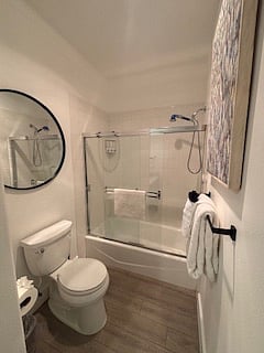 This bathroom is full of charm and very good size! Clean, bright and plenty of room for two to get ready at the same time.