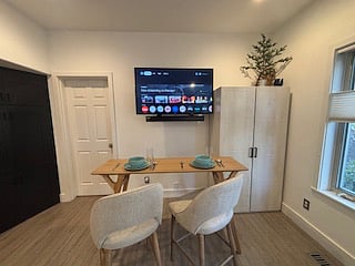 This studio offers functionality no matter how your day unfolds. Take a step back and enjoy a night in with dinner and a movie!