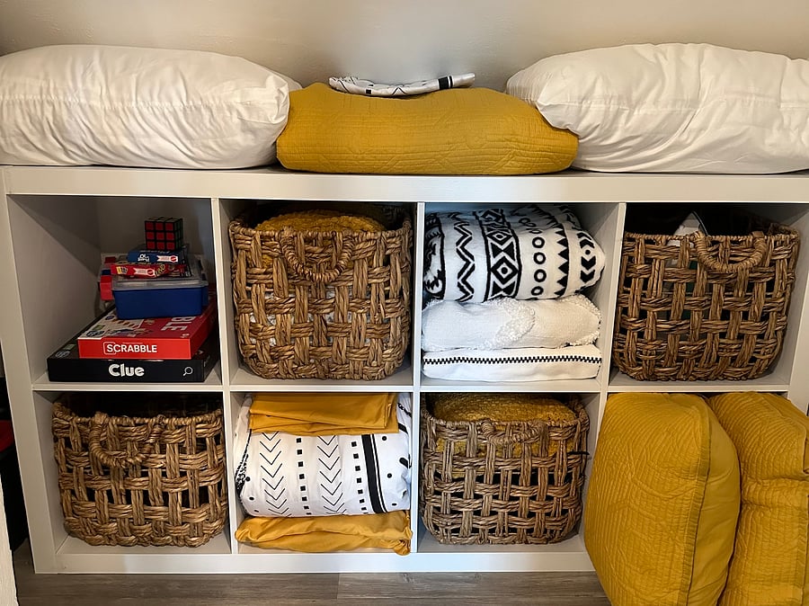 Additional bedding, games, first aid kit, iron