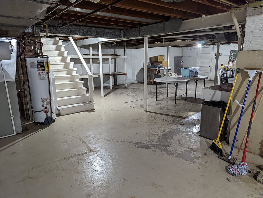 Basement with laundry and ample storage