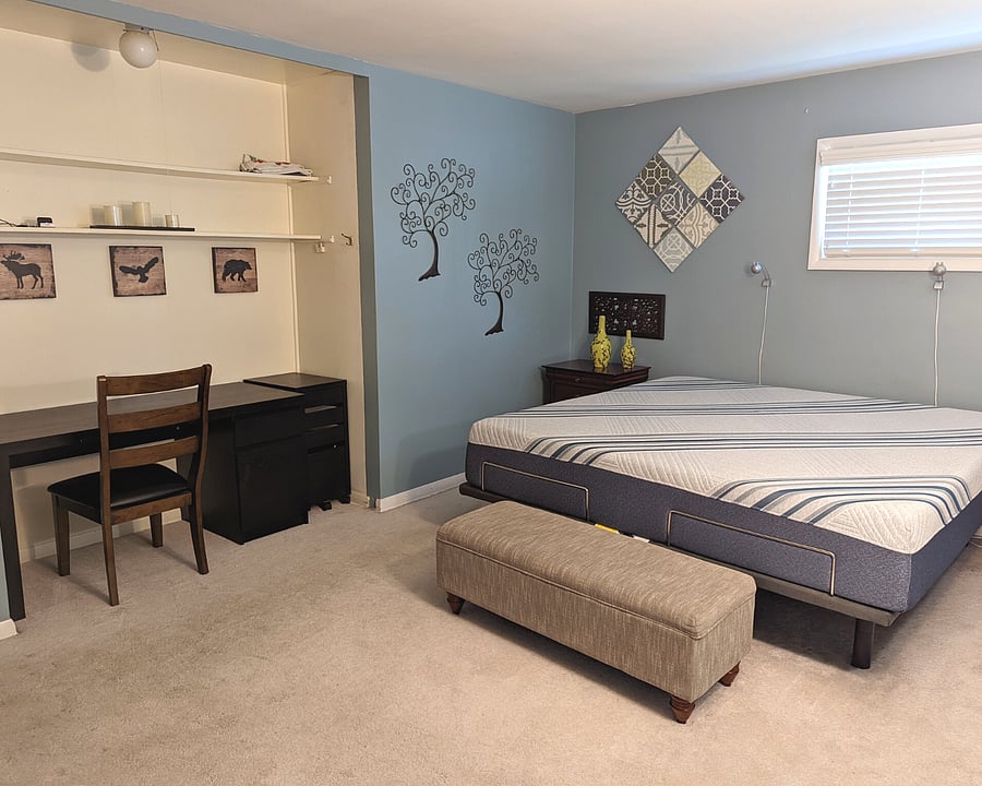 Master bedroom with built-in office space