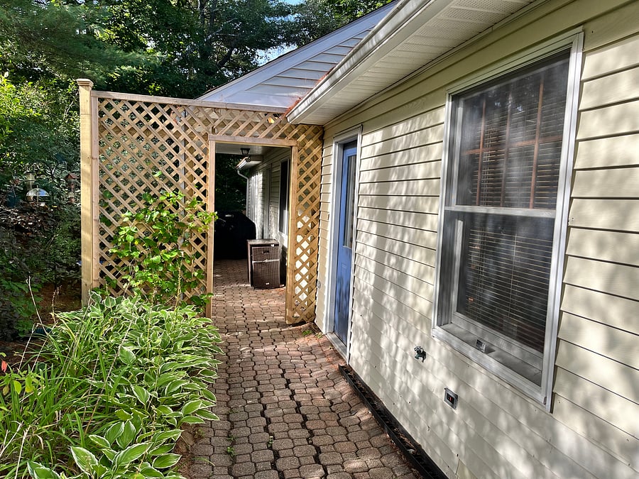 Side of house with shared entry way