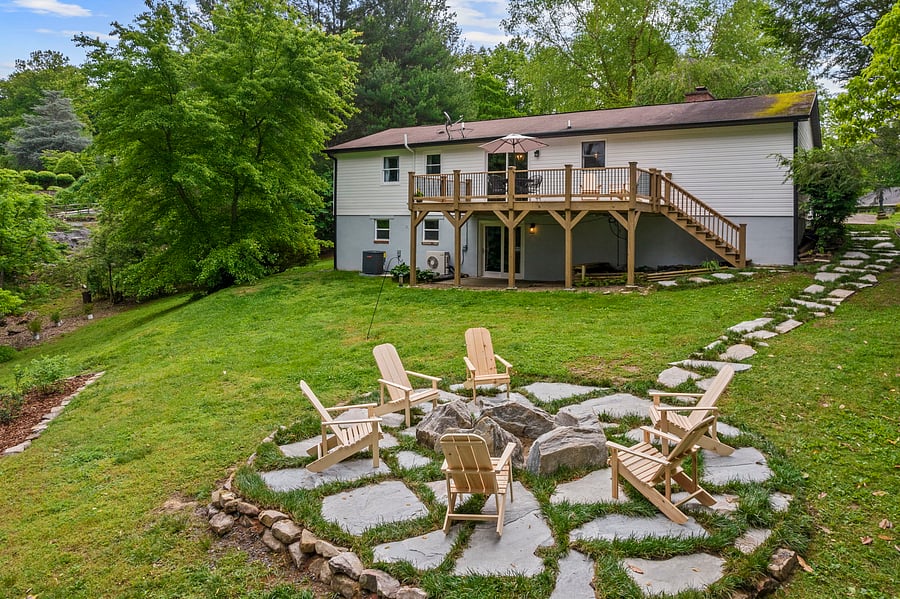 Large fire pit easily seats 6 - 8 people.