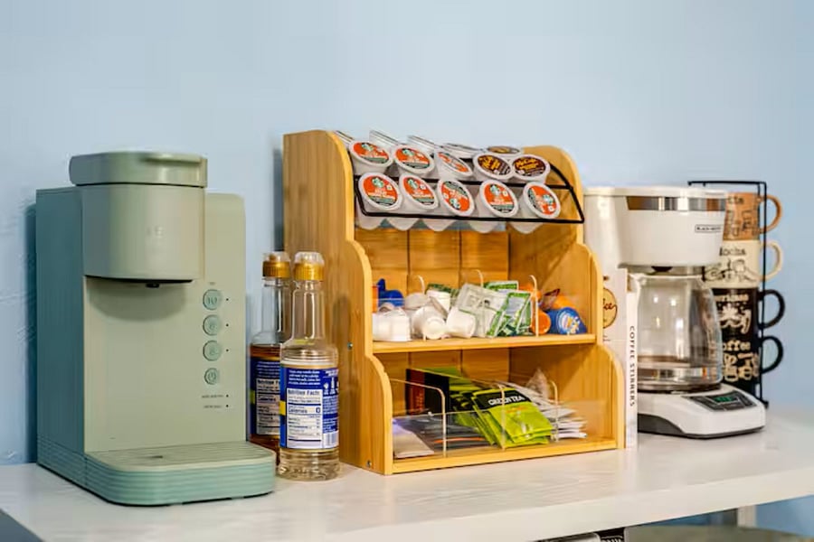 Enjoy a premium selection of coffee and tea right at home. Weve provided a variety of flavors and sweeteners to make your stay as comfortable as possible