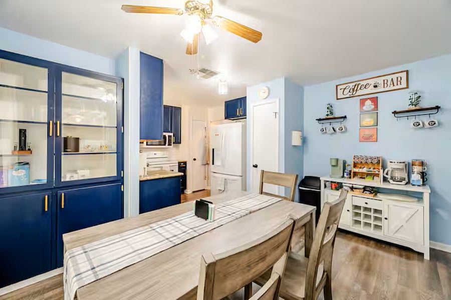 Our fully stocked coffee station features both a Keurig and a Drip machine, with a wide variety of coffee flavors, syrups, and teas to start your morning right