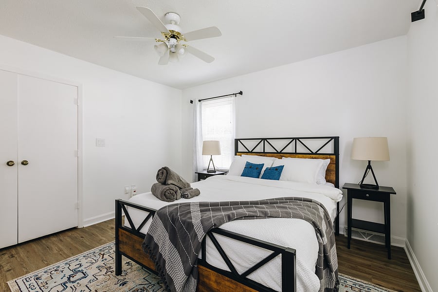 Escape to this queen bed retreat with large closet