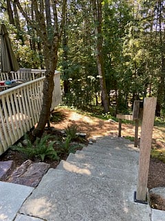 Stairs to back into greenbelt