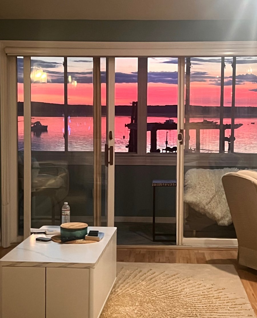 Beautiful sunsets that you can enjoy every night. This view is standing in the living room, looking out through the porch.