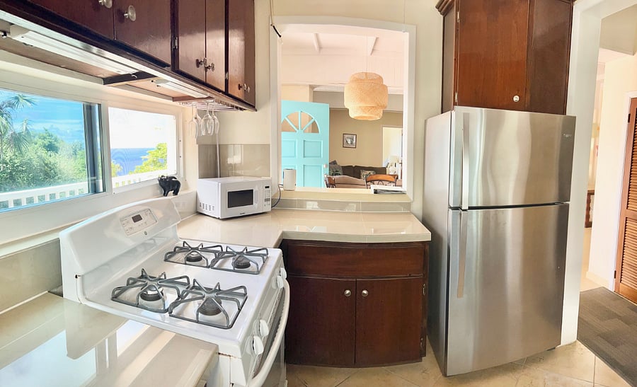 Tons of extra cabinet space for all your needs. This pass through window is handy for serving food out to the dining area.