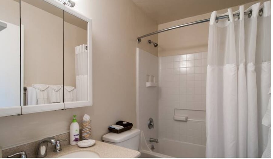 White, bright bathroom with starter essentials