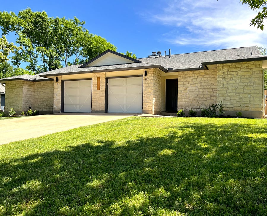 This is a DUPLEX unit with only the driveway as a shared space. One unit gets the right side of the driveway and covered garage while the other unit gets the left side garage and driveway. All other spaces are private.