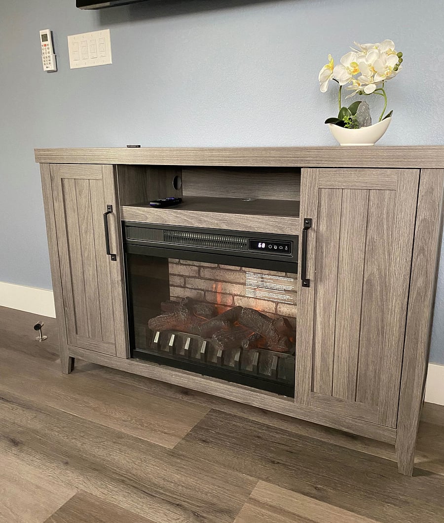 Electric fireplace in living room