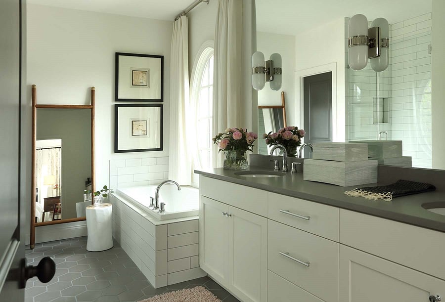 Spacious Main Bath with shower and soaking tub