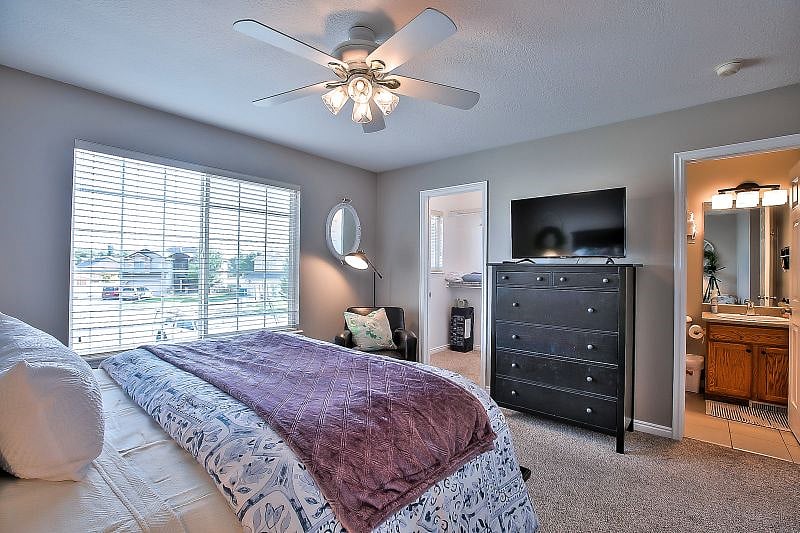 Master Bedroom with walk in closet, Roku TV
