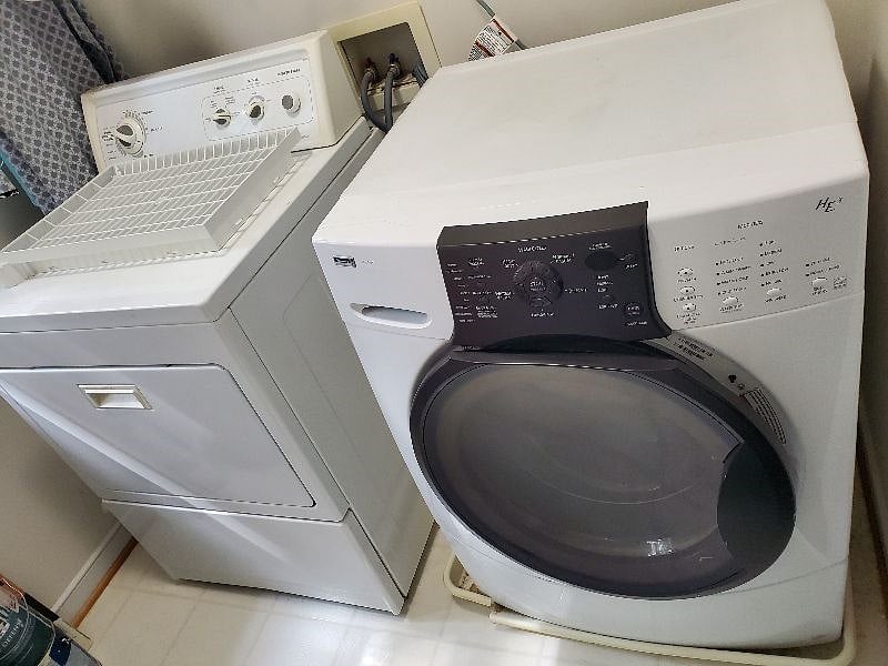 Laundry room with folding table