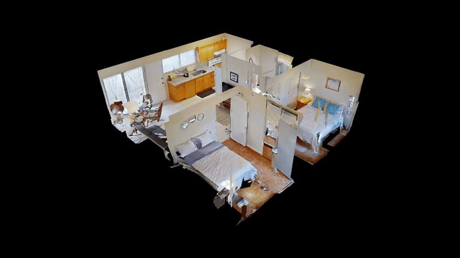 Floor plan (interior only shown; there is also an outdoor lanai/patio area)