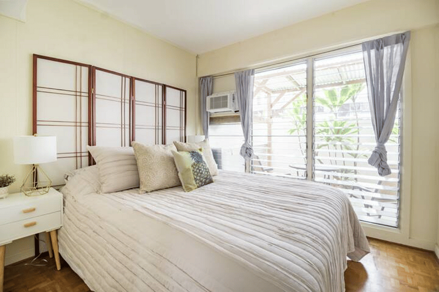 Primary bedroom. Queen-size bed with plenty of closet space.