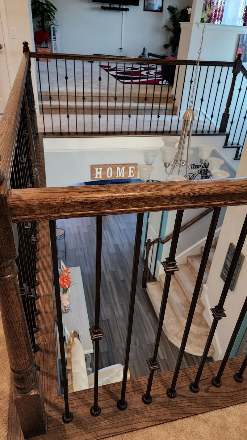 Stairs and banisters.