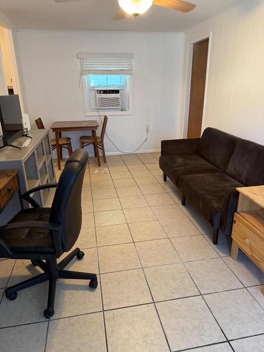 Second family room has a futon bed.