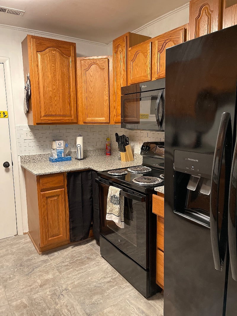The refrigerator does not make ice or provide water, but there is a water pitcher for filtered for water as well as ice cube trays provided