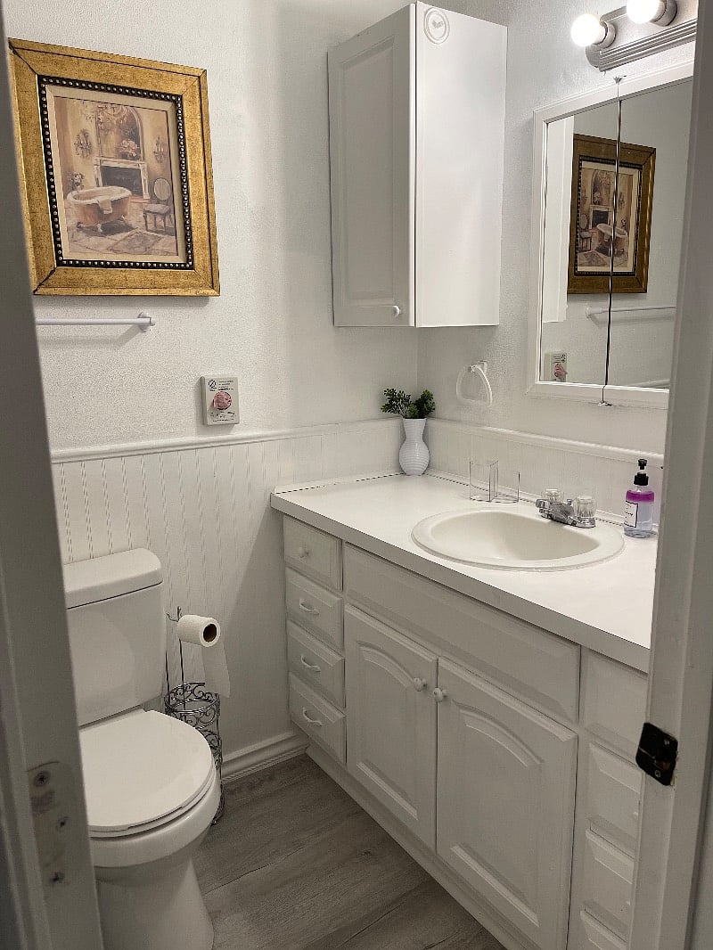 Hallway Bathroom with deep whirlpool jetted tub