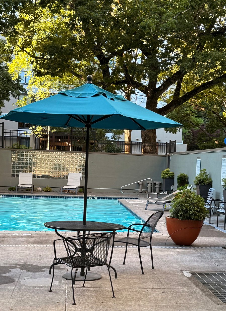 Outdoor pool and hot tub (the latter out of frame since there were people in it at the time)