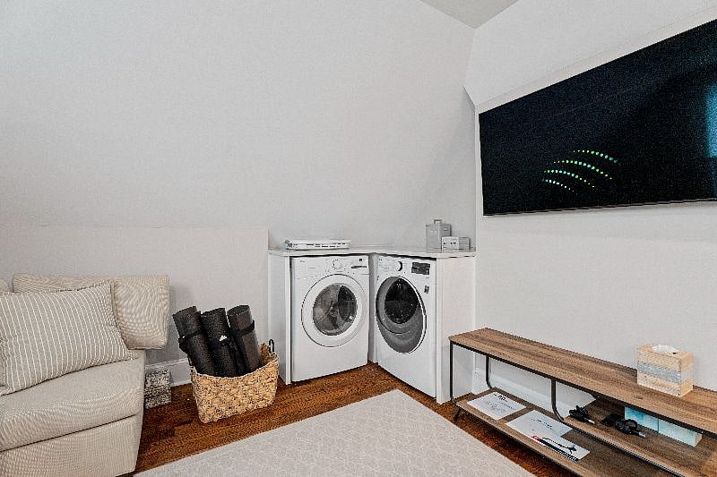 Located on the third floor, this convenient shared space features an in-unit washer and dryer.