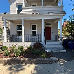 A clear view of the exterior front, showcasing the porch and entrance.