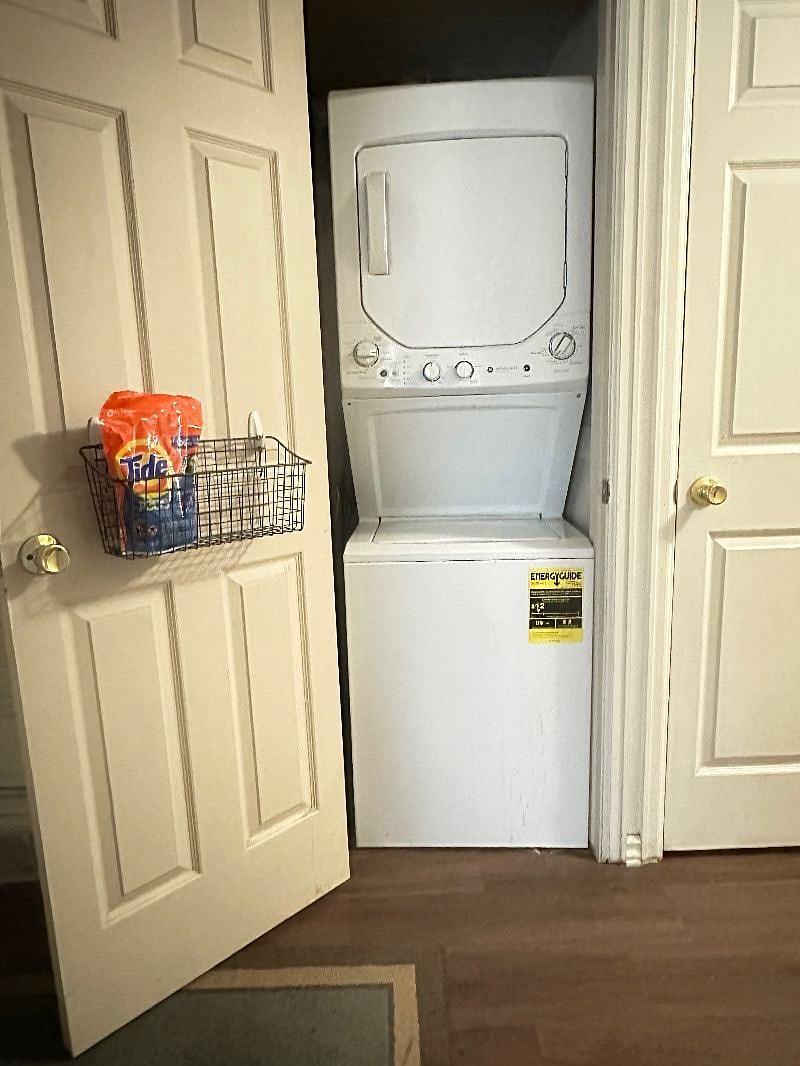Stacked washer and dryer in-unit