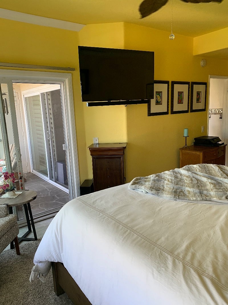 Door to the balcony from master bedroom.