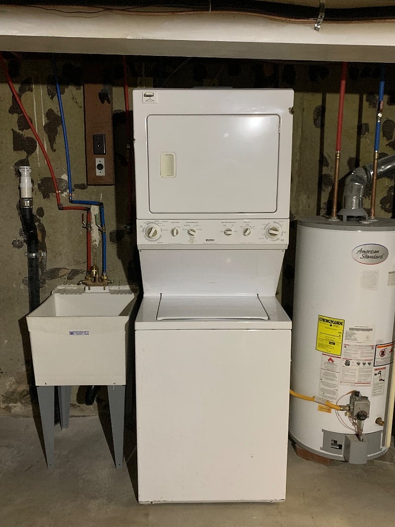 Basement utility sink and washers and dryer 
