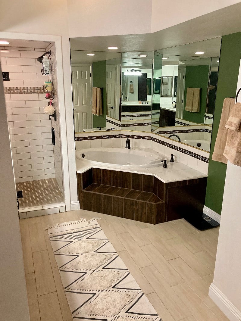Master bathroom with soaking tub and shower