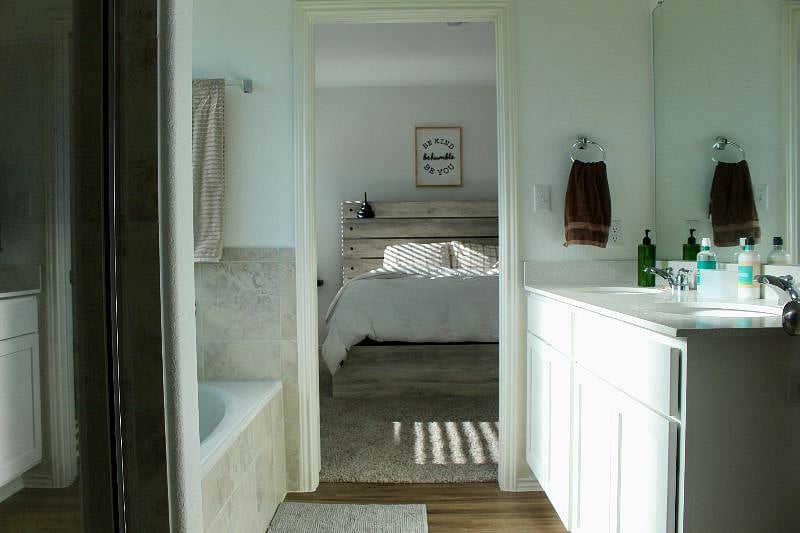 View of Master bedroom from the master bathroom