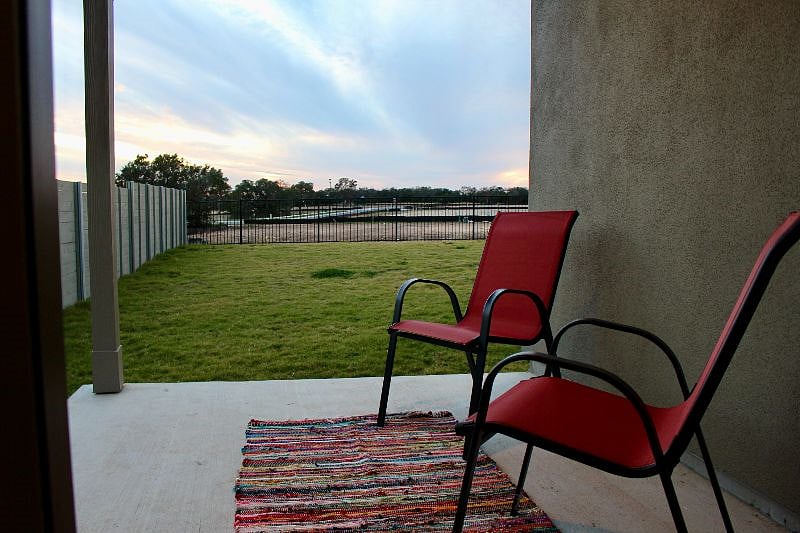 View of the backyard from the porch.