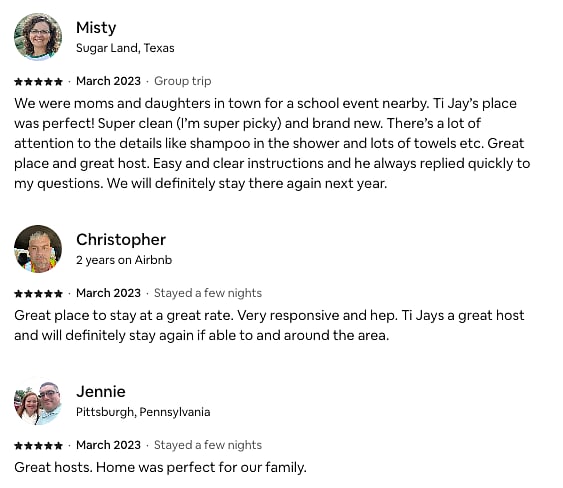 We love and welcome our returning guests!