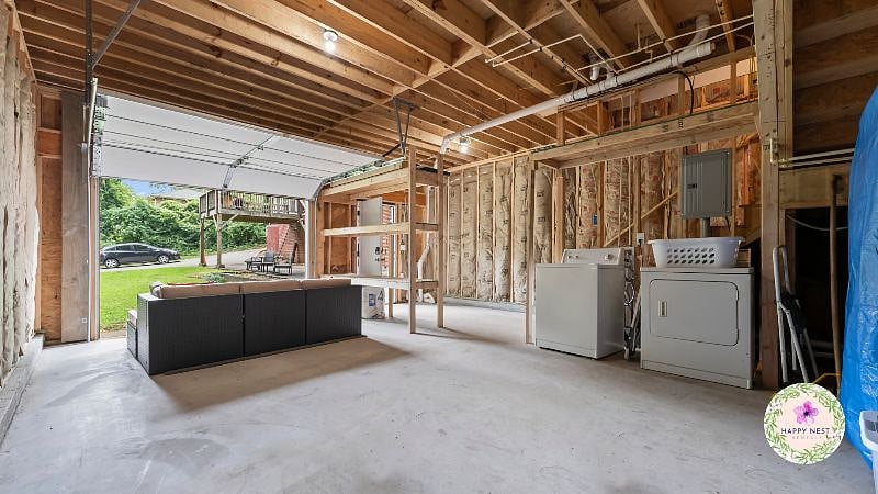 Laundry machines in the garage space, and more room for what you desire to do!