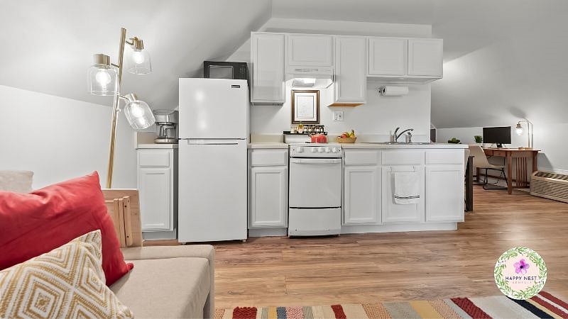 A well-equipped kitchen with lots of basic supplies on hand