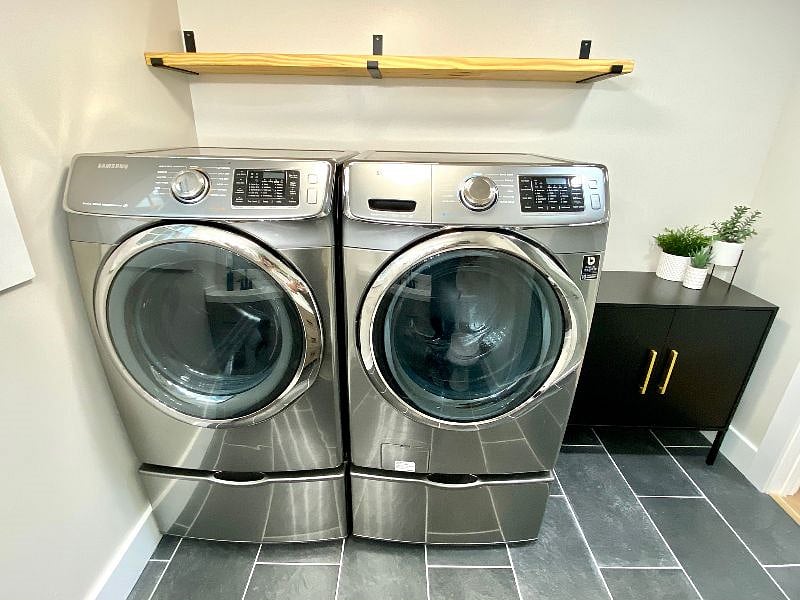 Your own Washer and Dryer in the bathroom.