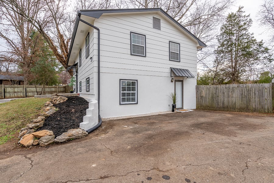 Driveway and Lower Level Entrance