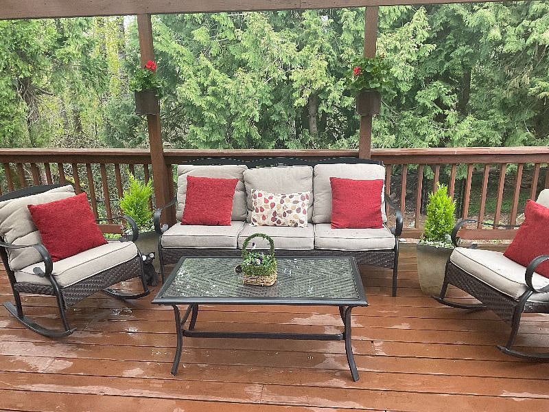 Large covered, redwood deck off family room