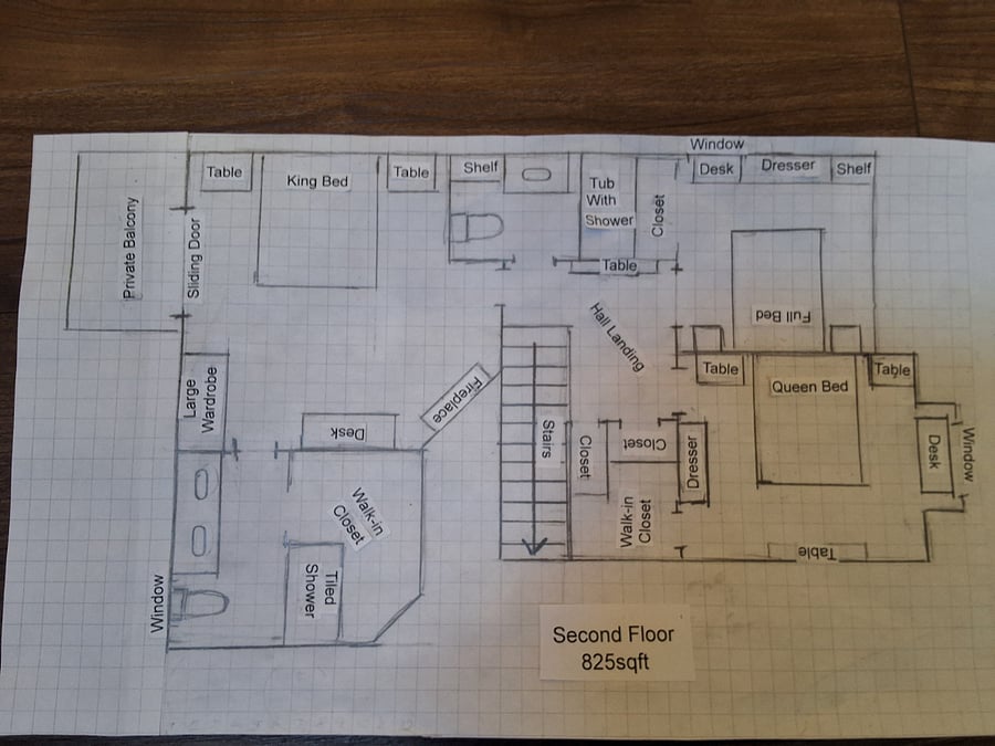 Floor plan/furniture layout, second floor