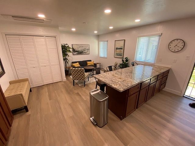 Family room and kitchen view from hallway