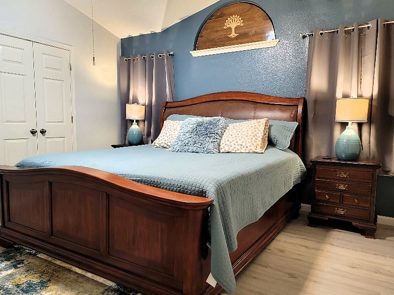 Bedroom 1 with king bed, TV and ensuite bathroom
