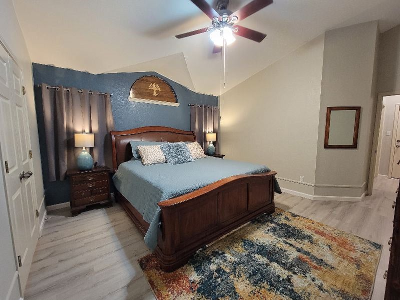 Bedroom 1 with king bed, TV and ensuite bathroom